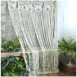 Cortinas de macramé decorativas de lujo para la habitación, divisor de pared colgante de algodón bohemio hecho a mano, indio