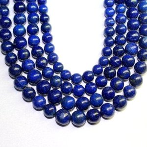 Cuentas de piedras preciosas naturales lisas de forma redonda de lapislázuli para la fabricación de joyas cuentas de piedra de calidad increíble - Product Image 3