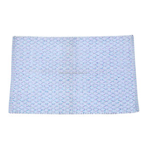 Fabulousห้องนั่งเล่นพรมพรมห้องน้ําผ้าฝ้ายทอมือผ้าฝ้ายสีฟ้าพรมชายหาดการออกแบบทางเรขาคณิตผ้าฝ้ายทอพรมห้องนอน - Product Image 1