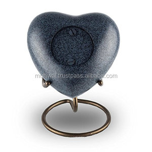 Urne en forme de coeur souvenir de crémation bleu marbré - Product Image 2