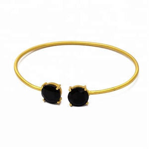 Véritable pierre précieuse d'onyx noir solide en argent sterling 925 bracelet manchette serti de griffes bijoux en gros commande en gros PAR CDP. - Product Image 6