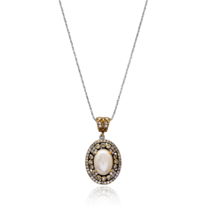Colgante de perlas de plata auténtica para mujer, joyería de plata de ley 925 turca en línea - Product Image 1