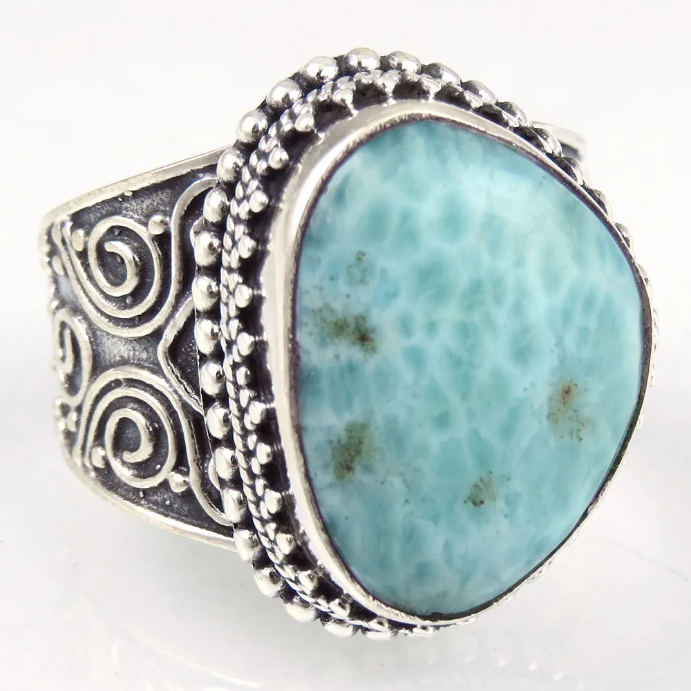 Exclusive Fancy Shape Green Turquoise 925 Sterling Silver Rings Gemstone Silver Jewelry Fashion Silver Jewelry