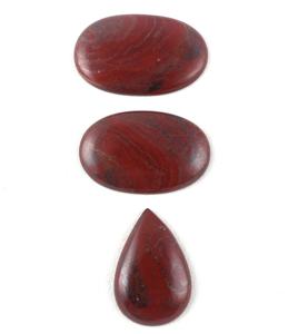 Piedras preciosas sueltas de jaspe rojo Natural de alta calidad, 3 piezas, cabujones lisos, forma ovalada y de pera, venta al por mayor - Product Image 1