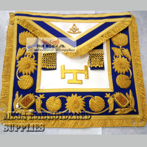 Grand maître GM cuir tissu franc-maçon tabliers brodé couture artisanat avec ruban maçonnique utilisation - Product Image 2
