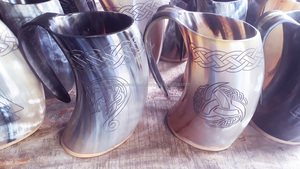 Taza de cuerno de vikingo de buey/vaca tallado a mano, la mejor calidad, novedad 2019 - Product Image 3