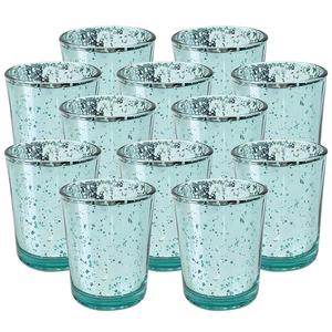 เชิงเทียนทีไลท์แก้วปรอทสีน้ำเงินลายจุด,ที่ใส่เทียนสำหรับงานแต่งงานและของตกแต่งบ้าน - Product Image 2