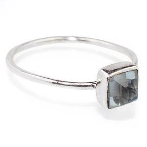 Anillos de plata de ley 925 de amatista rosa, forma cuadrada única, plata 925 en línea - Product Image 1