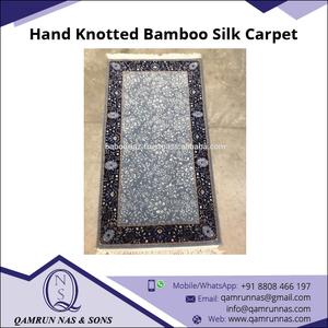 พรมไหมพรมถักสีขาว/น้ำเงิน/ศิลปะผ้าไหมสไตล์ธรรมดาสั่งซื้อขั้นต่ำ1ชิ้น - Product Image 2