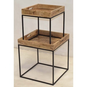 Industrial Design Solid Wood Extendable Farmhouse Style Coffee Serving <b>Tray</b> Custom Size for Living Room Home Decor Furniture - Product Image 3