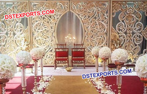 สไตล์ครึ่งดวงจันทร์แต่งงานเวทีหลังกรอบผนังขนาดใหญ่พราวเวทีแต่งงานกลับหน้าจอแกรนด์อินเดียเอเชียเวทีแต่งงาน - Product Image 6