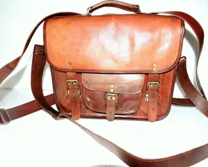 Vintage genuine goat leather office shoulder unisex messenger three way use office bag cum backpack