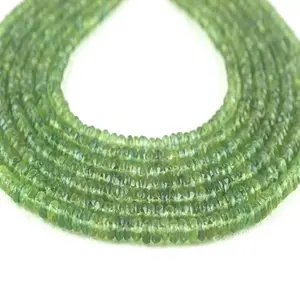 12.5英寸长天然绿色磷灰石宝石微刻面龙德尔珠子制作手工串珠项链