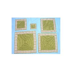 แผ่นรองแก้วทรงสี่เหลี่ยมสีเขียว,แผ่นรองจานลูกปัดแก้วขอบสีขาวที่ชาร์จผ้าปูโต๊ะลูกปัดแก้ว - Product Image 2