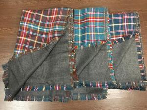 Otoño Invierno moda bufanda larga Reversible lana acrílica pesada encaje estampado de dos caras chales tradicionales de talla única para adultos - Product Image 4