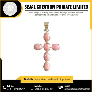 Vente en gros de pendentif en forme de cœur en pierre précieuse en argent sterling Fourniture de composants et de résultats de bijouterie fine - Product Image 3