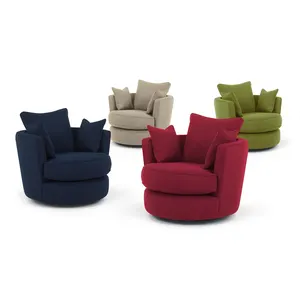 Yeni tasarım yeşil kumaş döner salon yuvarlak kanepe sandalye