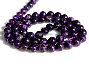 Perles en vrac de pierres précieuses lépidolite naturelle, rondes pour bijoux - Product Image 3