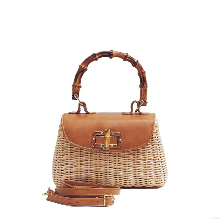 Rattan fashion bag with bamboo handle must have this summer