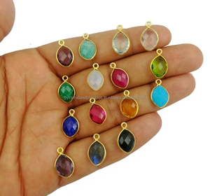 Aqua Quartz Marquise Shape Bezel <b>Pendant</b> - March <b>Birthstone</b> Charms <b>Pendant</b> - Product Image 5