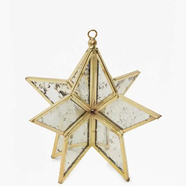 Glass & Gold Metal Hanging Christmas Star