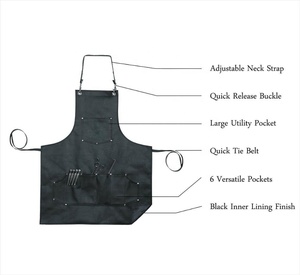 Professional Leather Hairdressing Barber <b>Apron</b> for Barber Hairstylist Salons <b>BLACK</b> - Product Image 3