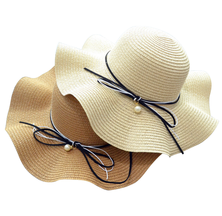 Pearl decoration new sunshade ladies beach straw hats for women