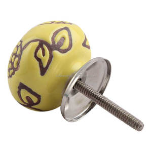 Boutons en céramique pour enfants, poignées jaunes à trou unique, placard de cuisine, poignées de commode florale, tiroirs 3.81 cm, nouveau Design CK-1375, vente en gros - Product Image 2