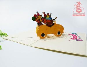 Creative 3D การพิมพ์ทําด้วยมือสุขสันต์วันเกิดตลกสัตว์รถ Pop up ผู้ผลิตหัตถกรรม - Product Image 3