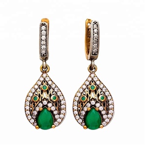 Boucles d'oreilles en argent Sterling 925 avec Zircon, fabrication artisanale, vente en gros - Product Image 1