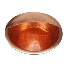 Hammered Copper Polished Massage Therapy Pedicure Bowl With Removable Foot Rest Made by Hand From India Artisan Wholesale Price