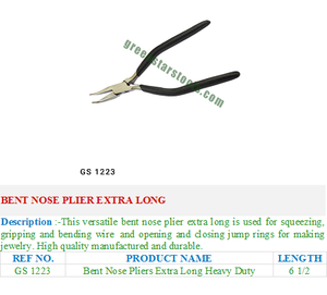GREEN STRAS SA PVT LTD GS 1223 Alicates de punta doblada Herramientas de joyería extra largas para joyeros India - Product Image 2