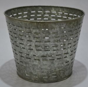 High Selling Galvanized Metal Floor Boughpot Country Style Vintage Design Hand Painted Indoor Outdoor <b>Small</b> Flower <b>Pots</b> Planters - Product Image 2