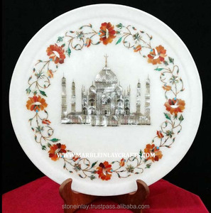 Plaque d'incrustation en marbre blanc Taj Mahal Design floral incrustation pour hôtel et cadeaux de fête de mariage au meilleur prix - Product Image 1