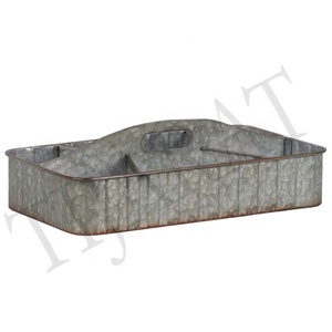 MODERN GALVANIZED <b>LIGHT</b> GREY ECO-FRIENDLY FLOOR USE GARDEN TRAY POT - Product Image 3