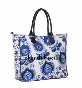 Fourre-tout décontracté pour femmes en coton fait à la main sac à bandoulière indien Mandala conception broderie fermeture à glissière chaîne pour Shopping sac à main pour filles - Product Image 2