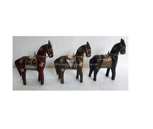 Latón equipado de caballo de madera de Casa decoración de mesa de madera artesanía caballo - Product Image 1