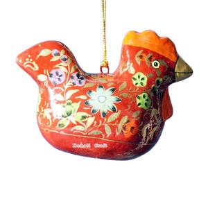 Mache de papel pintado a mano, adorno de gallo rojo, bonita decoración hecha a mano para árbol de Navidad para decoración de granja o vacaciones - Product Image 2