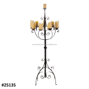 Centre de table en fer forgé pour chambre d'hôtel, grand chandelier à 9 branches - Product Image 1