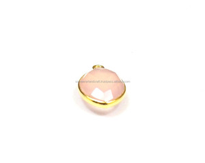 Connecteur de lunette en laiton plaqué or à facettes calcédoine rose pierre précieuse fait à la main simple caution forme de marquise bijoux résultats en métal - Product Image 3