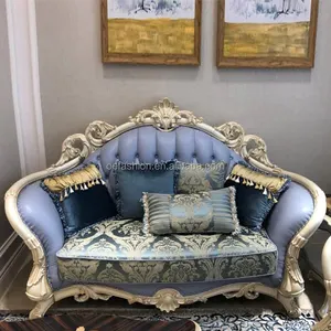 Мебель для гостиной во французском стиле набор диванов из ткани/Европейский новый классический диван из яркой ткани с резьбой по дереву