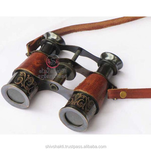 Binocular de latón náutico senderismo Camping envoltura de cuero rojo marino Binocular negro antiguo Binocular coleccionables regalo de Navidad - Product Image 1