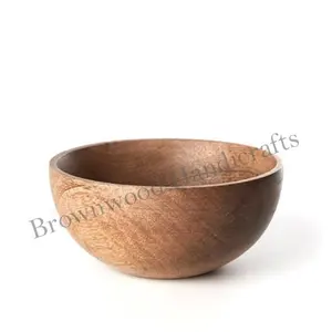 最畅销的手工圆形小碗汤，沙拉，批发价格由布朗木工艺品制成