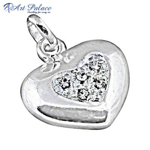 Mignon coeur forme CZ cubique Zircon 925 pendentif en argent Sterling élégant lisse bijoux cadeau pour les femmes et les filles pour les fêtes - Product Image 2