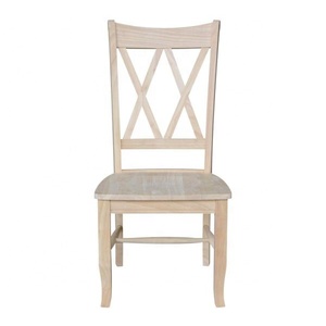 Silla de comedor con respaldo doble X de madera maciza, muebles para el hogar sin terminar - Product Image 1