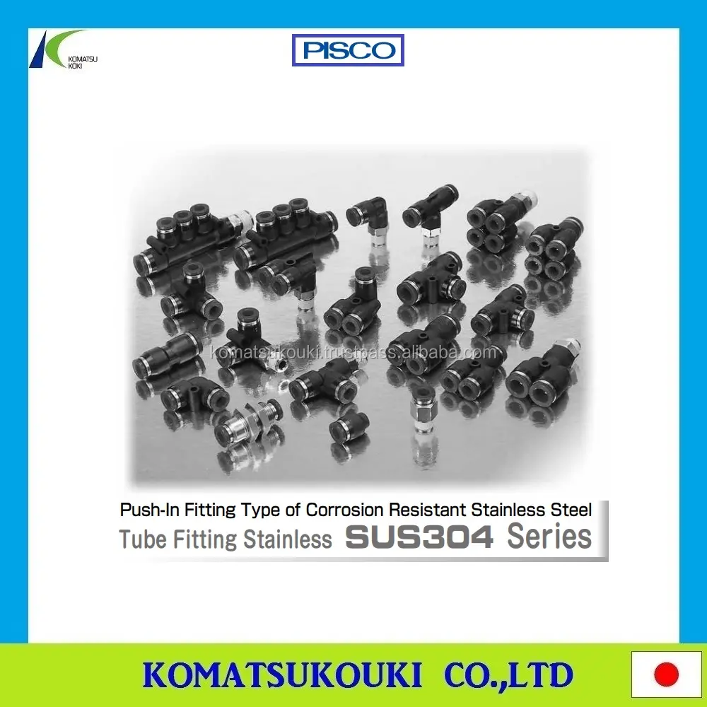 Original Japan PISCO Tube Fitting Stainless SUS304 Series, Polyurethane tube can be used