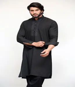 黑色好的设计shalwar kameez风格男子
