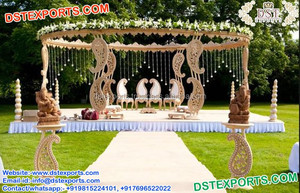 Mandap de Madera para Celebración de Bodas, Mandap Moderno con Temática Blanca, Mandap de Madera de Lujo para Bodas Asiáticas, Decoración para Eventos en Canadá - Product Image 3
