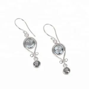 Orecchini 925 in argento Sterling blu cielo topazio di alta qualità per le donne gioielli di moda fornitore