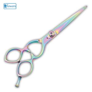 Tijeras de peluquero con borde convexo/biselado, tijeras de peluquería recubiertas de varios colores con mango de acero inoxidable, punta de hoja afilada - Product Image 1